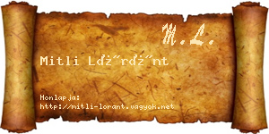 Mitli Lóránt névjegykártya